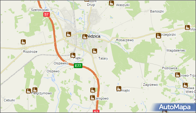 mapa Tatary gmina Nidzica, Tatary gmina Nidzica na mapie Targeo