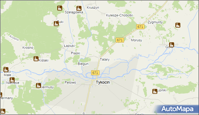 mapa Tatary gmina Tykocin, Tatary gmina Tykocin na mapie Targeo