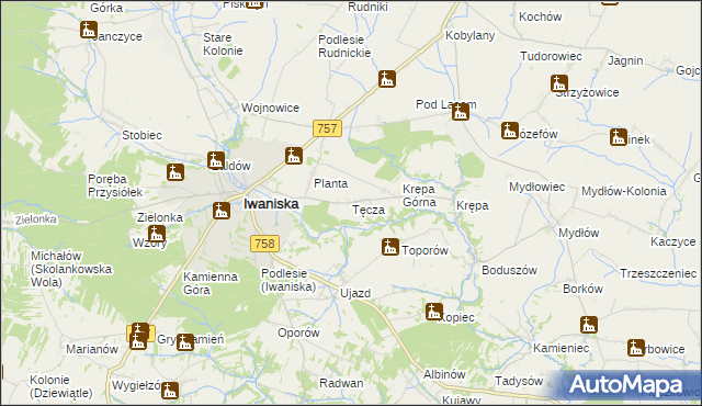 mapa Tęcza, Tęcza na mapie Targeo