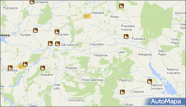 mapa Teodorów gmina Krzywda, Teodorów gmina Krzywda na mapie Targeo