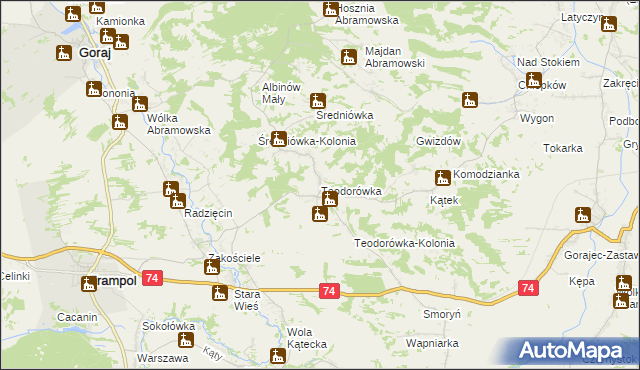 mapa Teodorówka gmina Frampol, Teodorówka gmina Frampol na mapie Targeo