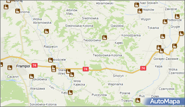 mapa Teodorówka-Kolonia, Teodorówka-Kolonia na mapie Targeo