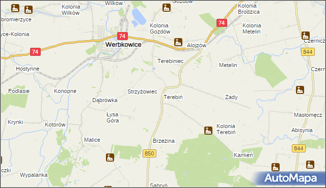 mapa Terebiń, Terebiń na mapie Targeo