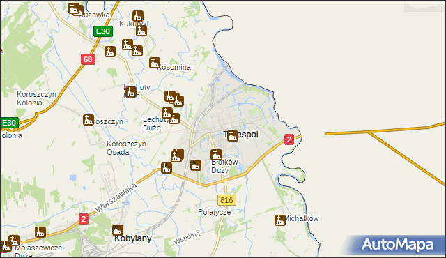 mapa Terespol powiat bialski, Terespol powiat bialski na mapie Targeo