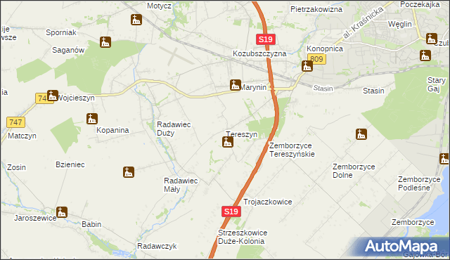 mapa Tereszyn, Tereszyn na mapie Targeo