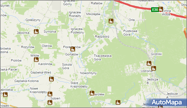 mapa Tkaczewska Góra, Tkaczewska Góra na mapie Targeo