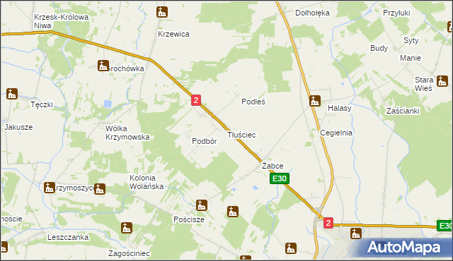 mapa Tłuściec, Tłuściec na mapie Targeo