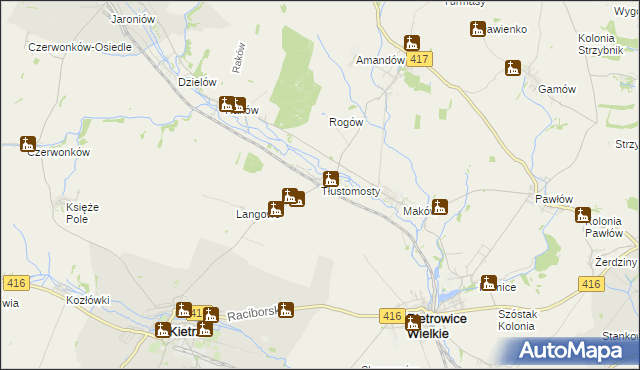 mapa Tłustomosty, Tłustomosty na mapie Targeo