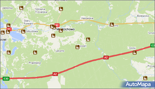 mapa Toczeń gmina Miedzichowo, Toczeń gmina Miedzichowo na mapie Targeo