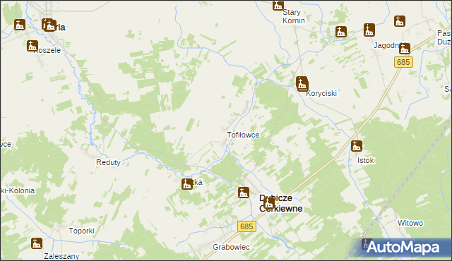 mapa Tofiłowce, Tofiłowce na mapie Targeo