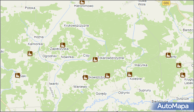 mapa Tokarowszczyzna, Tokarowszczyzna na mapie Targeo