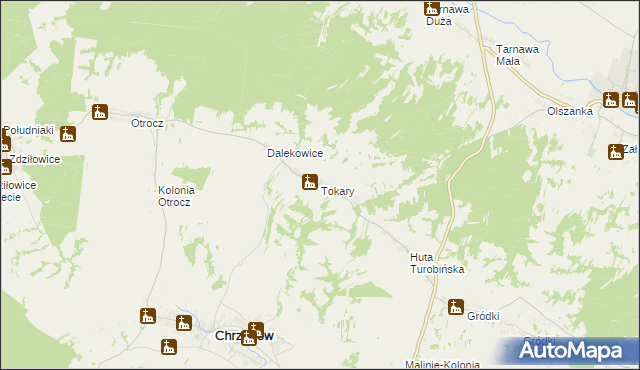 mapa Tokary gmina Turobin, Tokary gmina Turobin na mapie Targeo