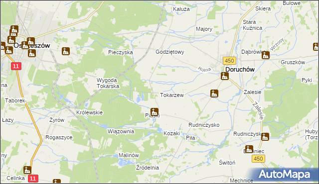 mapa Tokarzew gmina Doruchów, Tokarzew gmina Doruchów na mapie Targeo