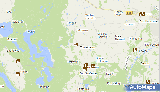 mapa Tomaszewo gmina Kurzętnik, Tomaszewo gmina Kurzętnik na mapie Targeo