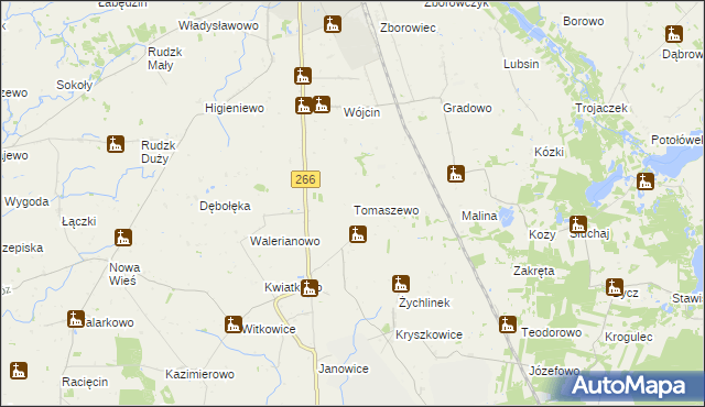 mapa Tomaszewo gmina Wierzbinek, Tomaszewo gmina Wierzbinek na mapie Targeo