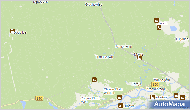 mapa Tomaszewo gmina Wronki, Tomaszewo gmina Wronki na mapie Targeo