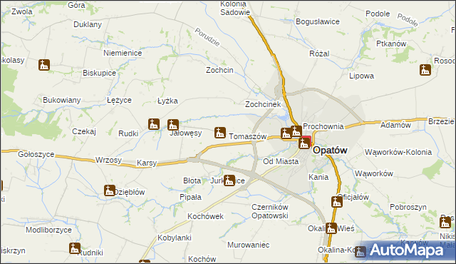 mapa Tomaszów gmina Opatów, Tomaszów gmina Opatów na mapie Targeo