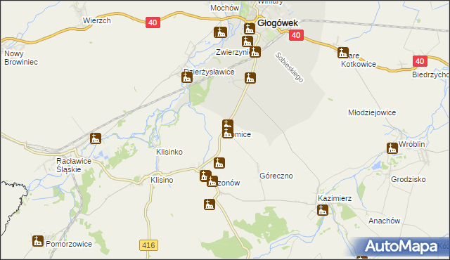 mapa Tomice gmina Głogówek, Tomice gmina Głogówek na mapie Targeo