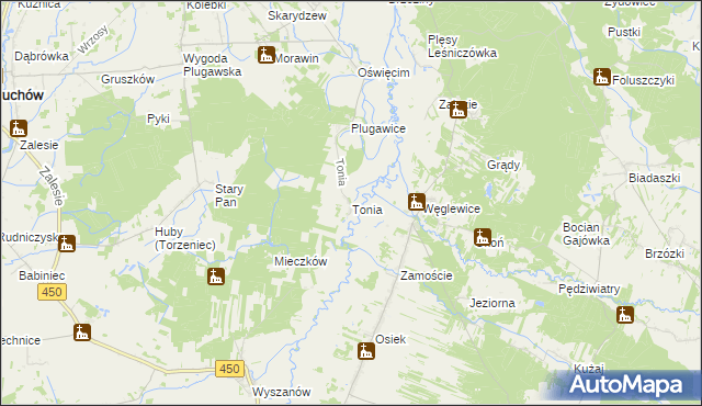 mapa Tonia gmina Doruchów, Tonia gmina Doruchów na mapie Targeo