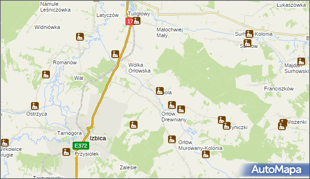 mapa Topola gmina Izbica, Topola gmina Izbica na mapie Targeo