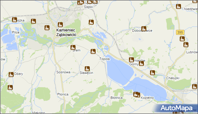 mapa Topola gmina Kamieniec Ząbkowicki, Topola gmina Kamieniec Ząbkowicki na mapie Targeo