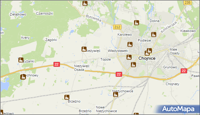 mapa Topole, Topole na mapie Targeo