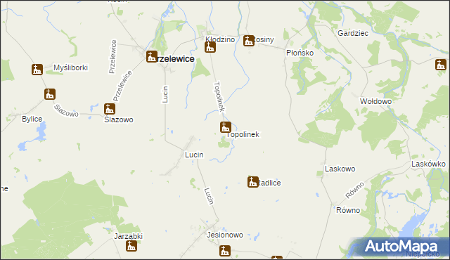 mapa Topolinek gmina Przelewice, Topolinek gmina Przelewice na mapie Targeo