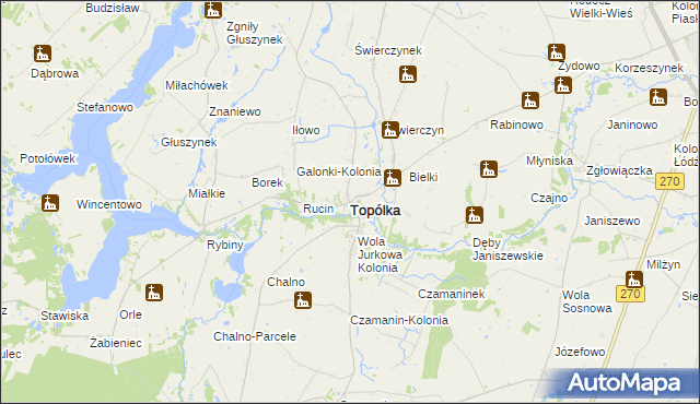 mapa Topólka powiat radziejowski, Topólka powiat radziejowski na mapie Targeo