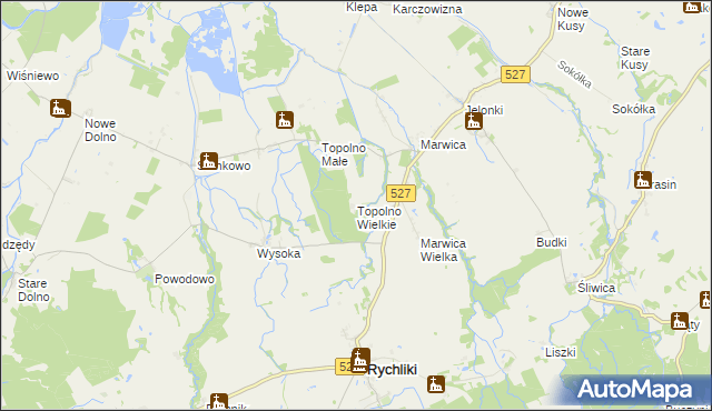 mapa Topolno Wielkie, Topolno Wielkie na mapie Targeo