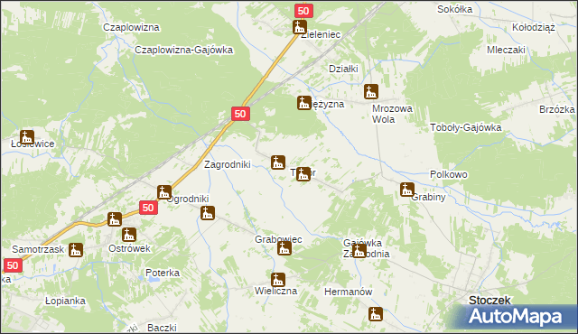 mapa Topór gmina Stoczek, Topór gmina Stoczek na mapie Targeo