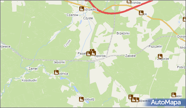 mapa Toporów gmina Łagów, Toporów gmina Łagów na mapie Targeo