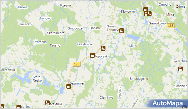 mapa Toporzyk gmina Połczyn-Zdrój, Toporzyk gmina Połczyn-Zdrój na mapie Targeo