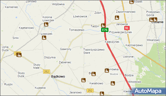 mapa Toporzyszczewo Stare, Toporzyszczewo Stare na mapie Targeo