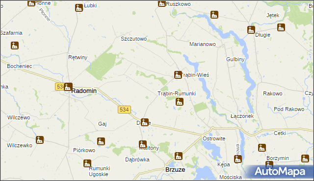 mapa Trąbin-Rumunki, Trąbin-Rumunki na mapie Targeo