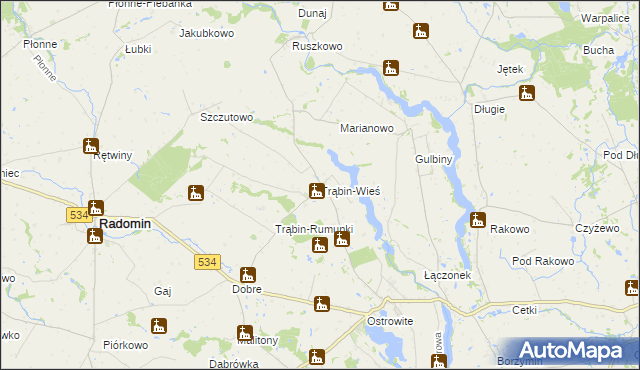 mapa Trąbin-Wieś, Trąbin-Wieś na mapie Targeo