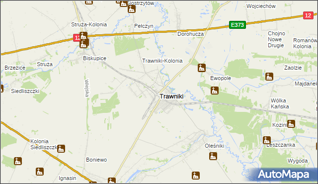 mapa Trawniki powiat świdnicki, Trawniki powiat świdnicki na mapie Targeo