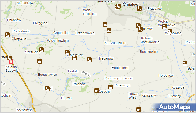 mapa Trębanów, Trębanów na mapie Targeo