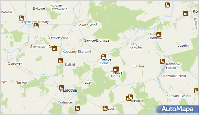 mapa Trębice Dolne, Trębice Dolne na mapie Targeo