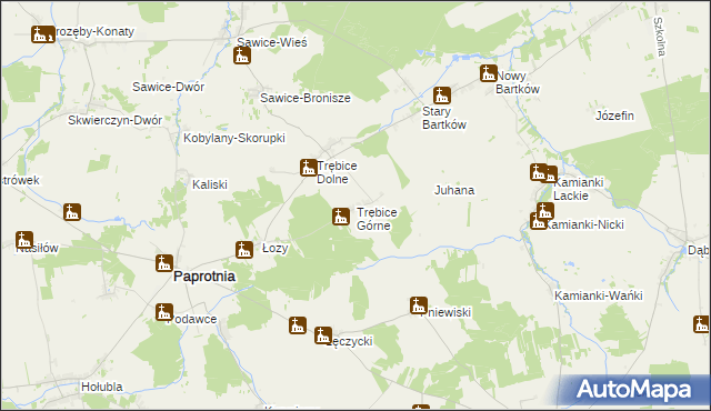 mapa Trębice Górne, Trębice Górne na mapie Targeo