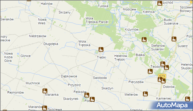 mapa Trębki, Trębki na mapie Targeo