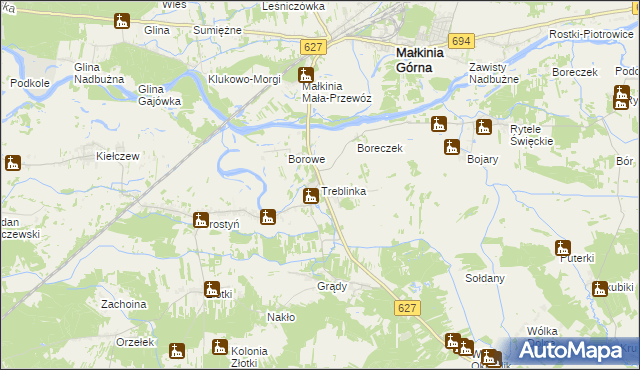 mapa Treblinka, Treblinka na mapie Targeo
