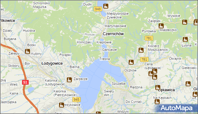 mapa Tresna, Tresna na mapie Targeo
