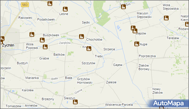 mapa Tretki, Tretki na mapie Targeo