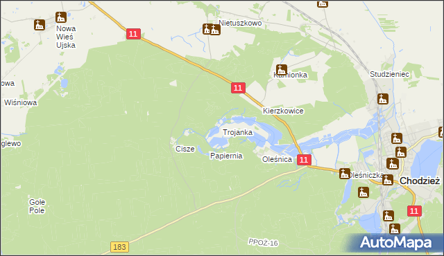 mapa Trojanka, Trojanka na mapie Targeo