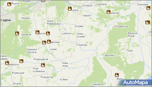 mapa Trojanów gmina Mrozy, Trojanów gmina Mrozy na mapie Targeo