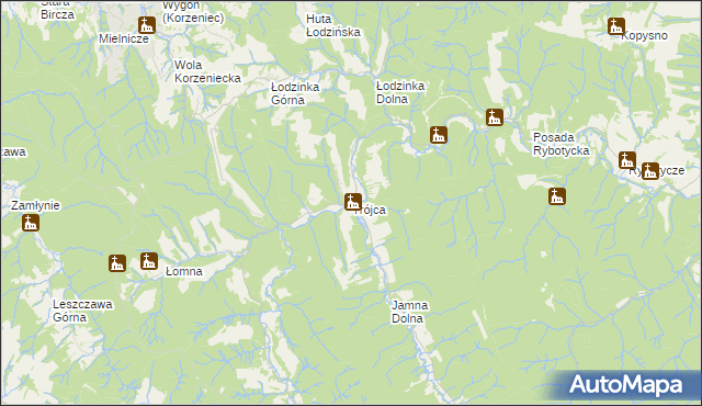 mapa Trójca gmina Ustrzyki Dolne, Trójca gmina Ustrzyki Dolne na mapie Targeo