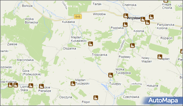 mapa Trościanka, Trościanka na mapie Targeo