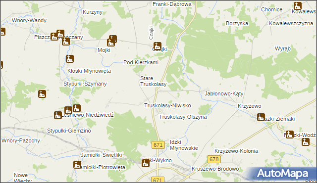 mapa Truskolasy-Lachy, Truskolasy-Lachy na mapie Targeo