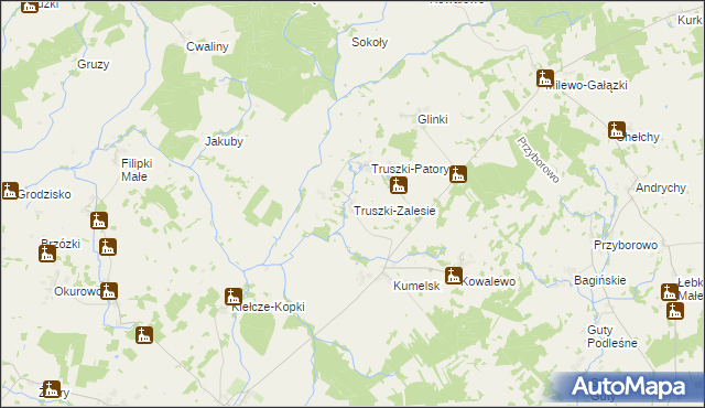 mapa Truszki-Zalesie, Truszki-Zalesie na mapie Targeo