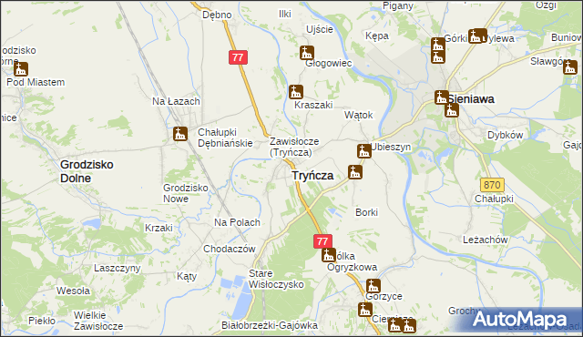 mapa Tryńcza, Tryńcza na mapie Targeo